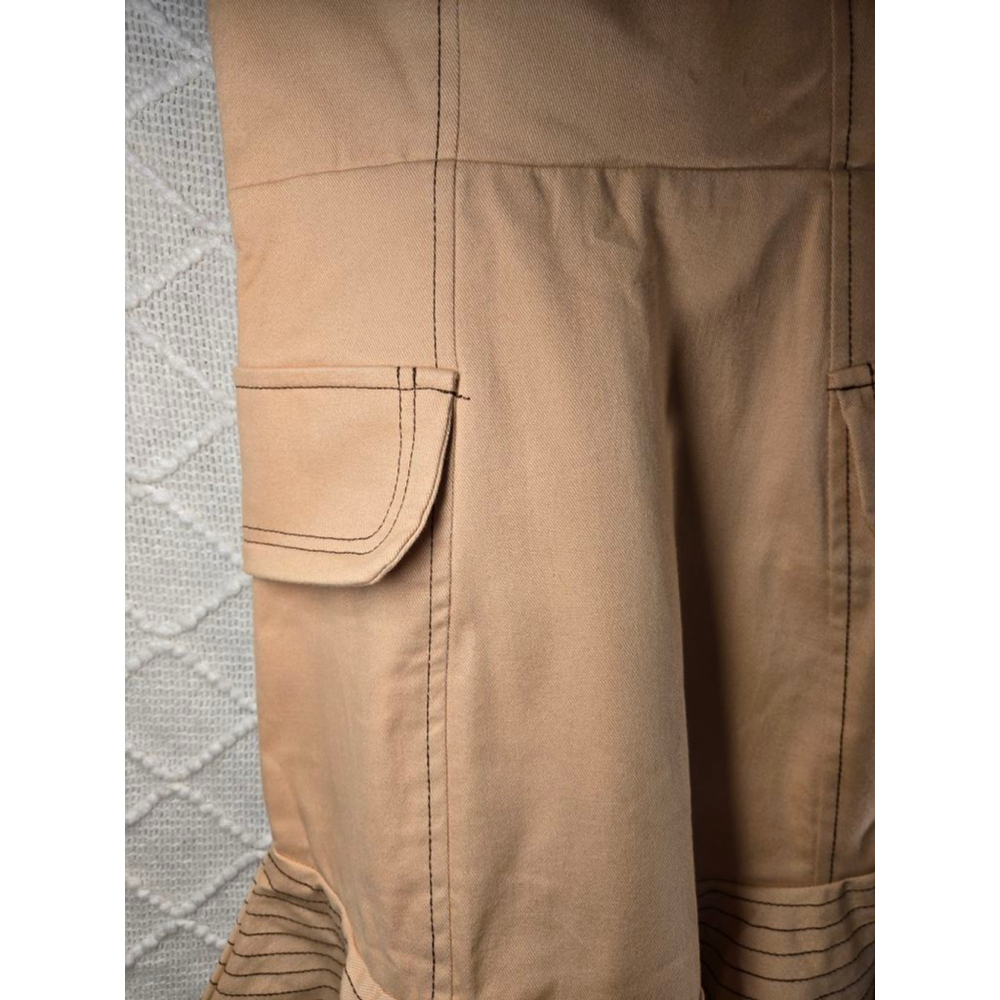 Tan Mini Dress with Flared Hem - Picture 6 of 9